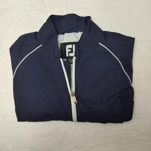 FootJoy Jacket Mens Large Navy White Half Zip Golf Rain Windbreaker Pullover